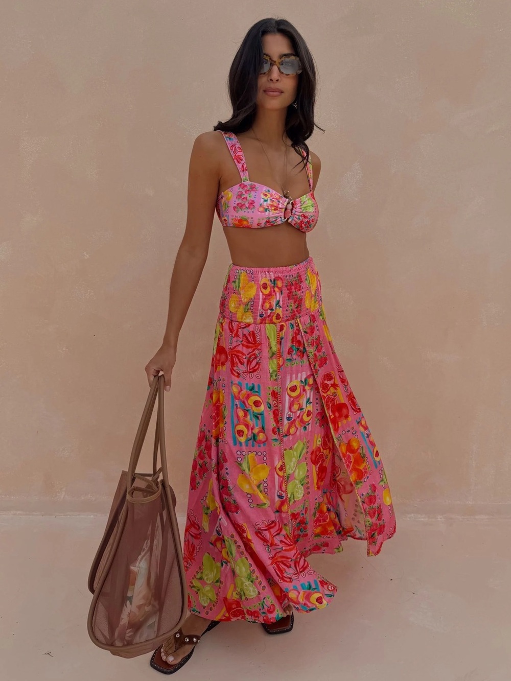 Never Fully Dressed Pink Floral Patchwork Maxi Skirt